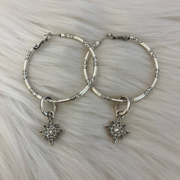 Brighton Hoop Charm Earrings with Star Charms - Picture 2 of 3